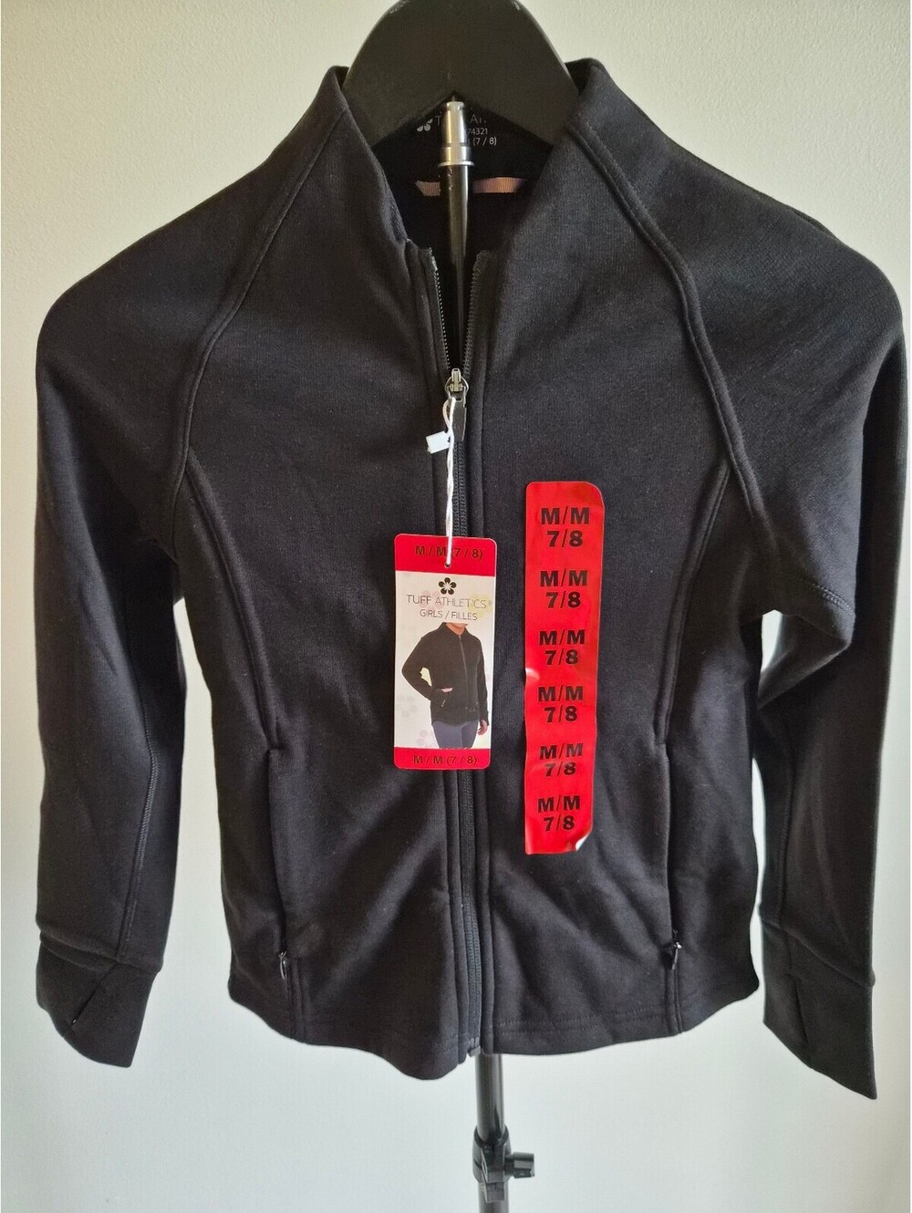 Girls' Black Full-Zip Athletic Jacket Size 7/8 0256